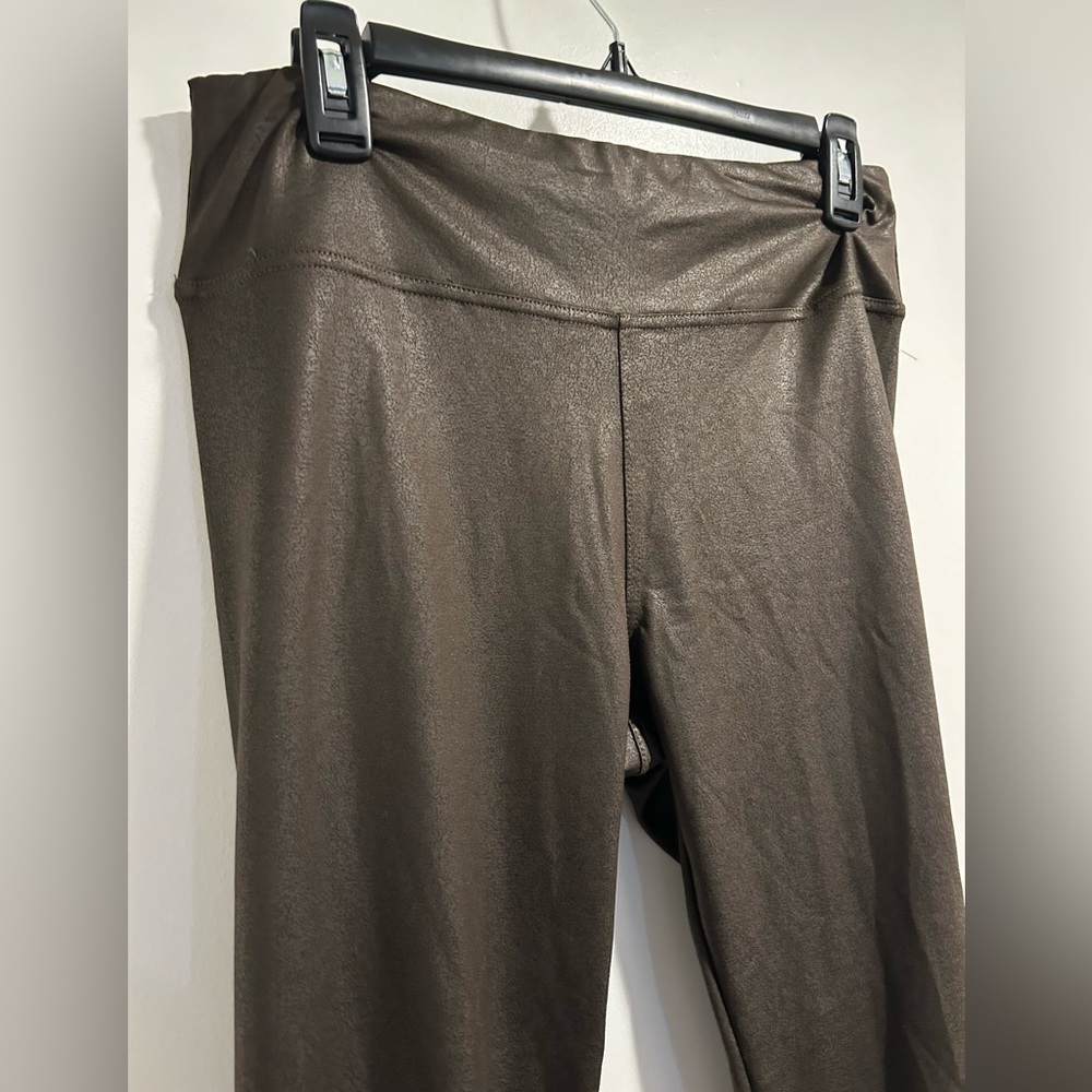 Runway Ready Women’s Brown Faux Leather Look Leggings Pants Size Large